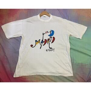 VINTAGE 90s MADRID ESPANA Picasso Style Art T-Shirt Sz XXL Single Stitch thin